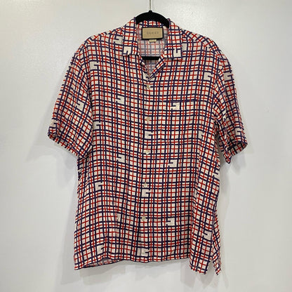 GUCCI | グッチ スクエアG タータンチェック リネンシャツ 半袖シャツ 742706 国内正規品 サイズ：46【姫路東店】