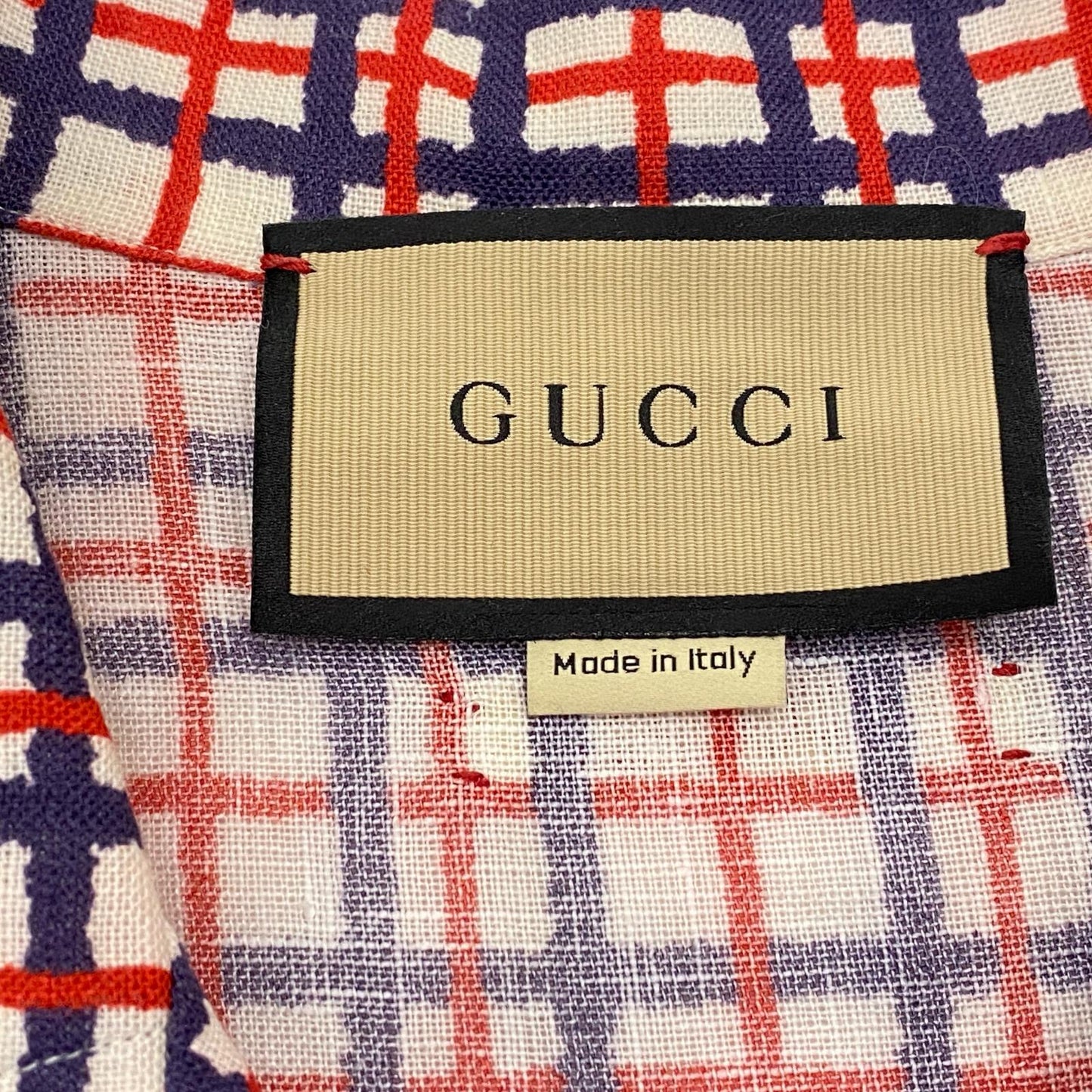 GUCCI | グッチ スクエアG タータンチェック リネンシャツ 半袖シャツ 742706 国内正規品 サイズ：46【姫路東店】