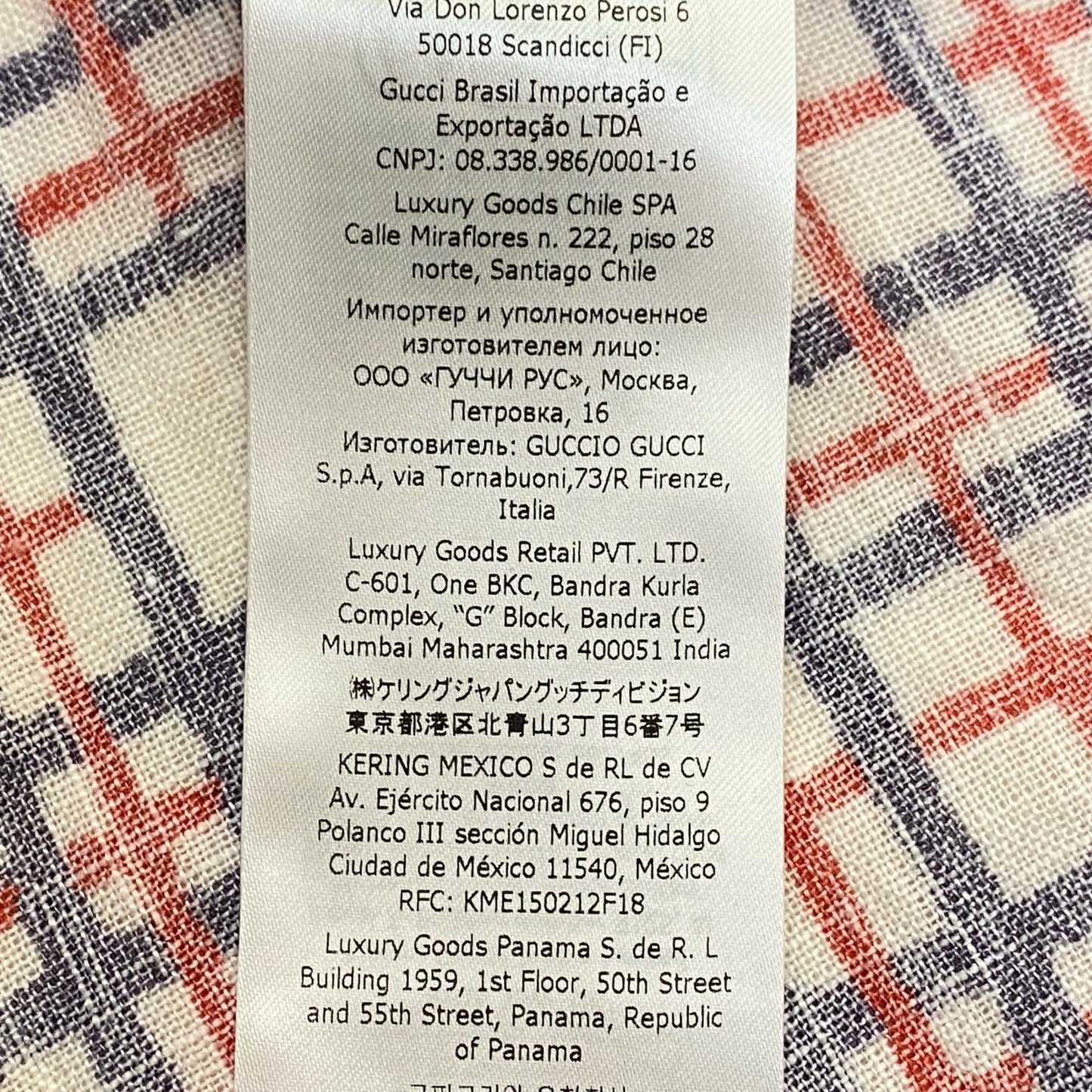 GUCCI | グッチ スクエアG タータンチェック リネンシャツ 半袖シャツ 742706 国内正規品 サイズ：46【姫路東店】