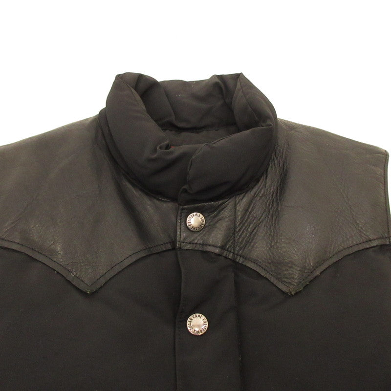 Used: SUGAR CANE | Leather Yoke Down Vest SC12067 Black Size: S