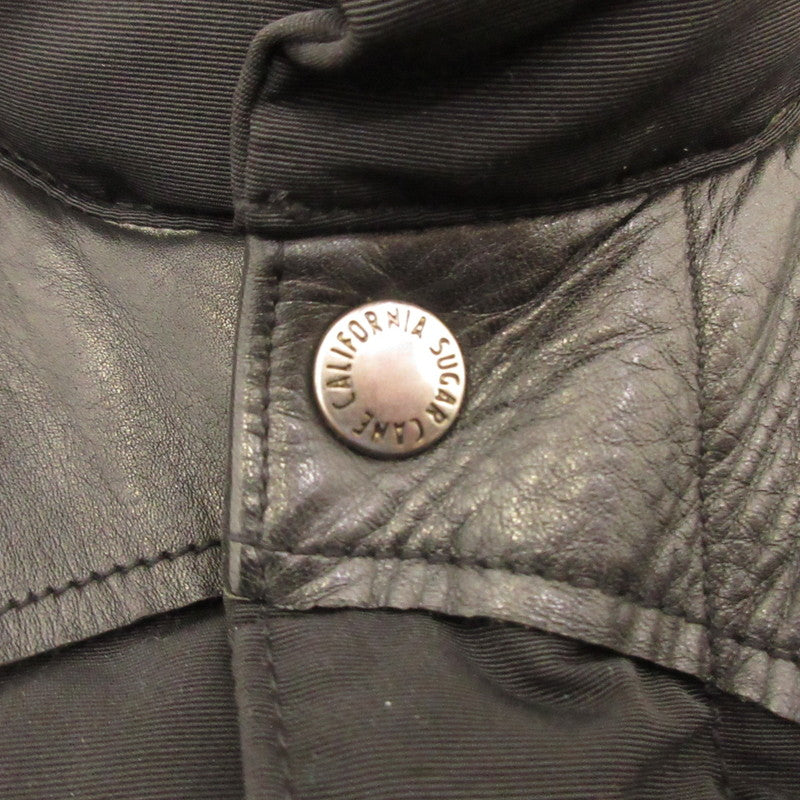 Used: SUGAR CANE | Leather Yoke Down Vest SC12067 Black Size: S