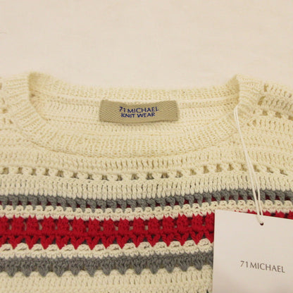 [Used] CROCHET STRIPED PULLOVER Sweater MC251K025 Size: M