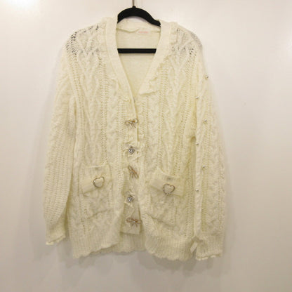 Used LIZ LISA | Ribbon Bijoux Brooch Long Cardigan Cardigan 731-3510-0 Size:0 White