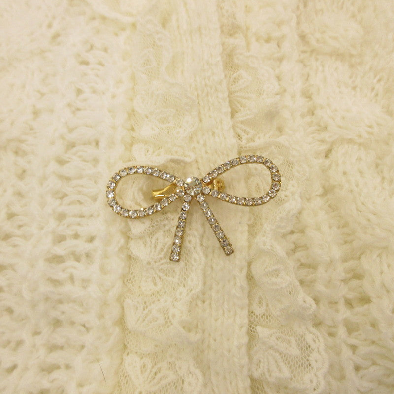 Used LIZ LISA | Ribbon Bijoux Brooch Long Cardigan Cardigan 731-3510-0 Size:0 White