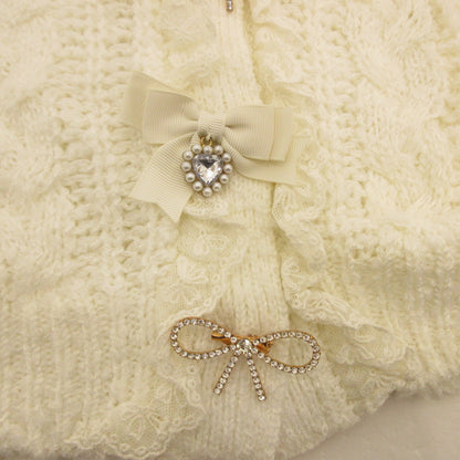 Used LIZ LISA | Ribbon Bijoux Brooch Long Cardigan Cardigan 731-3510-0 Size:0 White