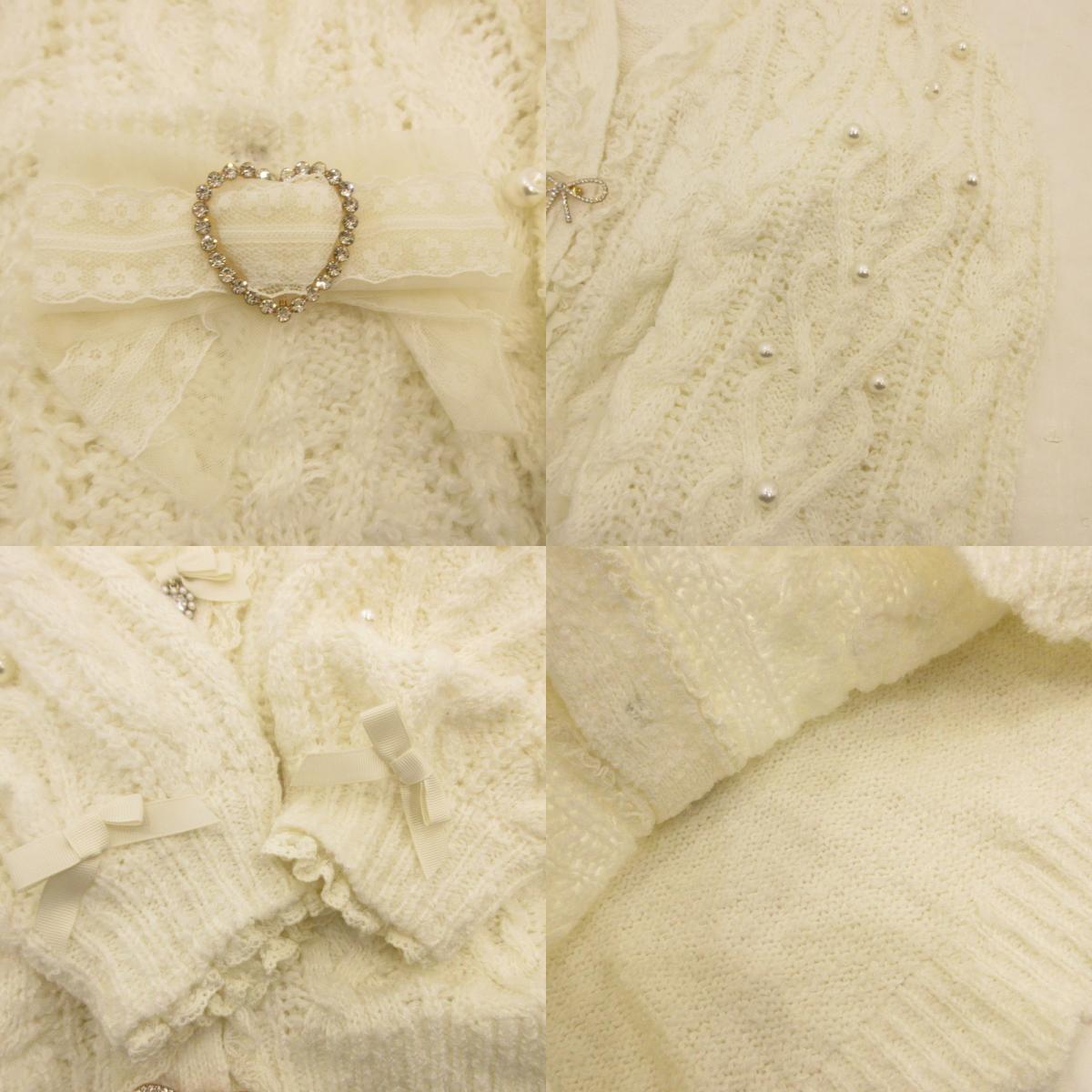Used LIZ LISA | Ribbon Bijoux Brooch Long Cardigan Cardigan 731-3510-0 Size:0 White
