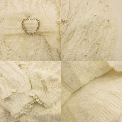 Used LIZ LISA | Ribbon Bijoux Brooch Long Cardigan Cardigan 731-3510-0 Size:0 White