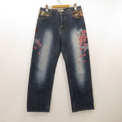 [Used] Karakuri Tamashii | Karakuri Damashii Flower Denim Pants Blue Size: 32