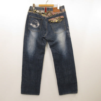 [Used] Karakuri Tamashii | Karakuri Damashii Flower Denim Pants Blue Size: 32