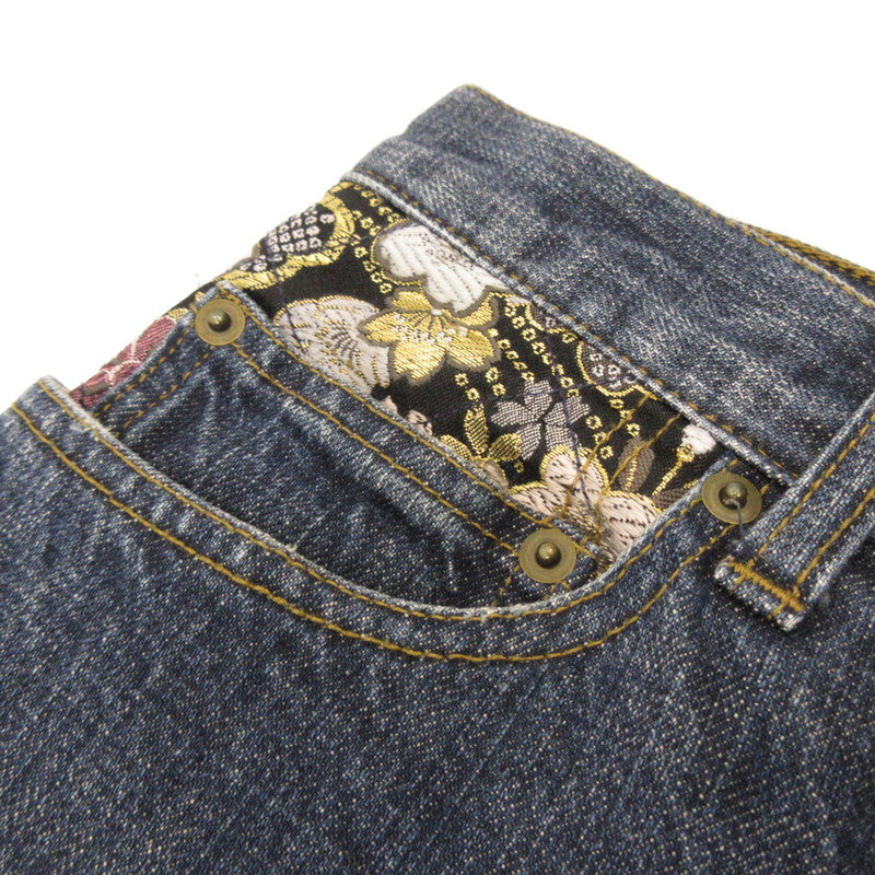 [Used] Karakuri Tamashii | Karakuri Damashii Flower Denim Pants Blue Size: 32
