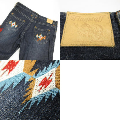 Used Embroidered Denim Pants M403425 Size: 110 Navy