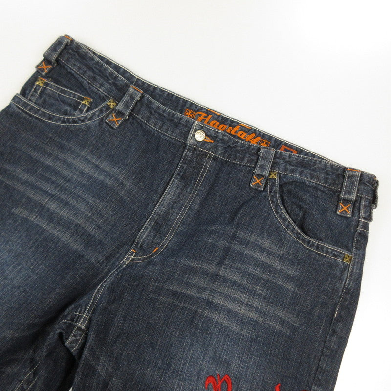 Used Embroidered Denim Pants M403425 Size: 110 Navy