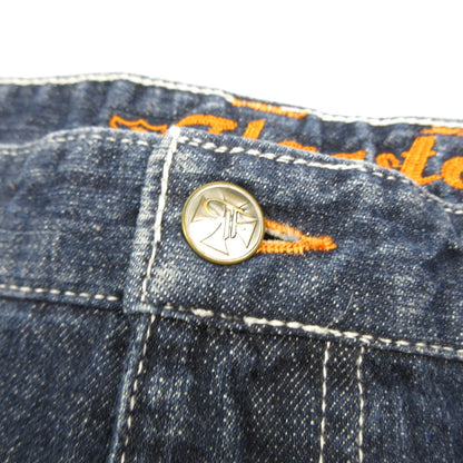 Used Embroidered Denim Pants M403425 Size: 110 Navy