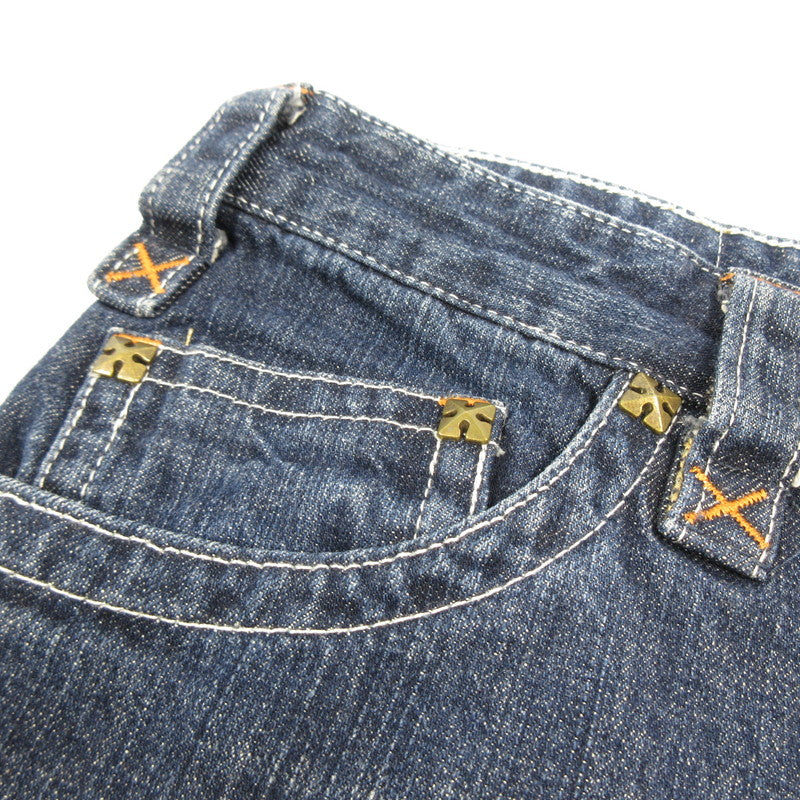Used Embroidered Denim Pants M403425 Size: 110 Navy