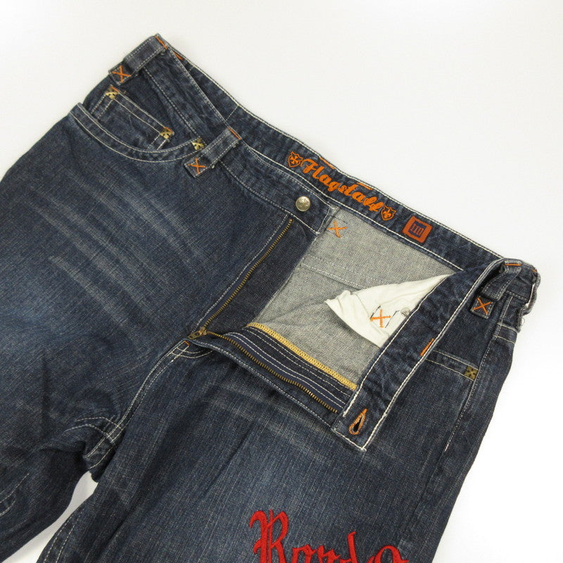 Used Embroidered Denim Pants M403425 Size: 110 Navy