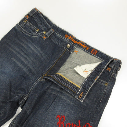 Used Embroidered Denim Pants M403425 Size: 110 Navy