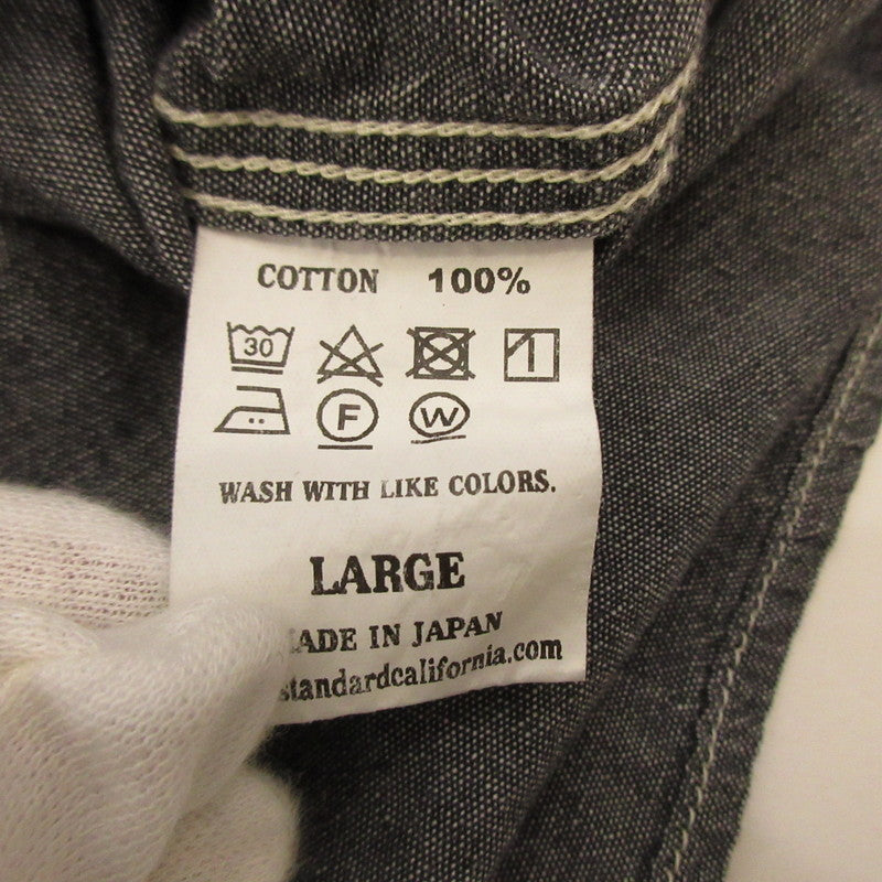 Used: STANDARD CALIFORNIA | SD Stadium Logo Patch Chambray Shirt Long-Sleeve Shirt SHOLD240 Gray Size: L