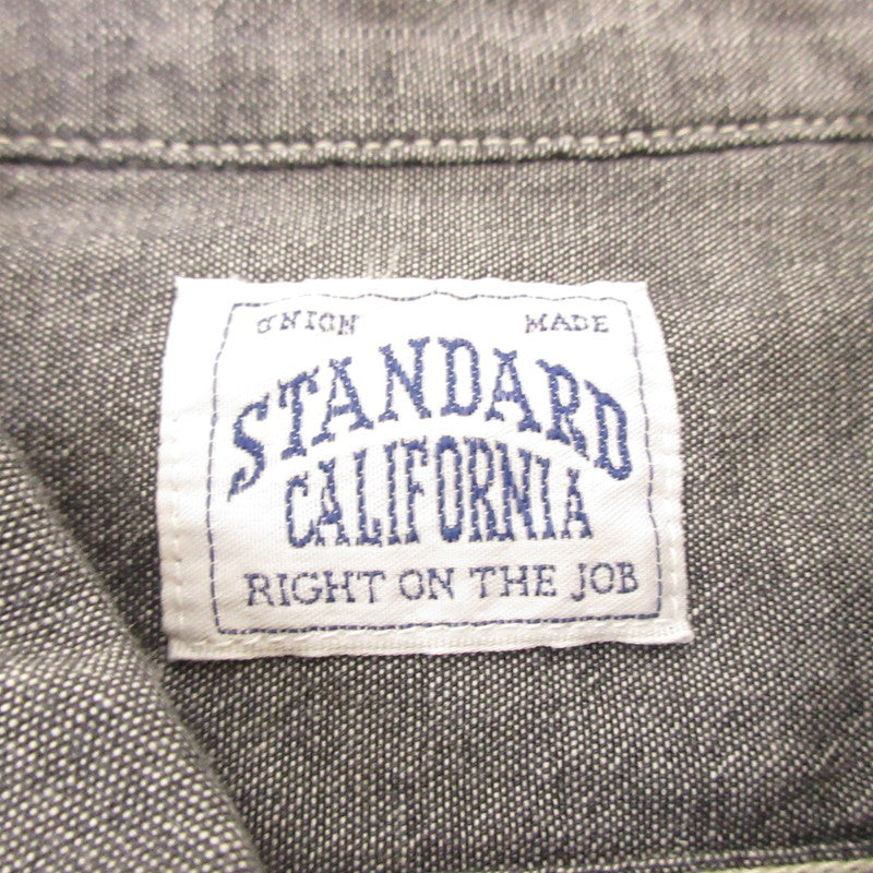 Used: STANDARD CALIFORNIA | SD Stadium Logo Patch Chambray Shirt Long-Sleeve Shirt SHOLD240 Gray Size: L