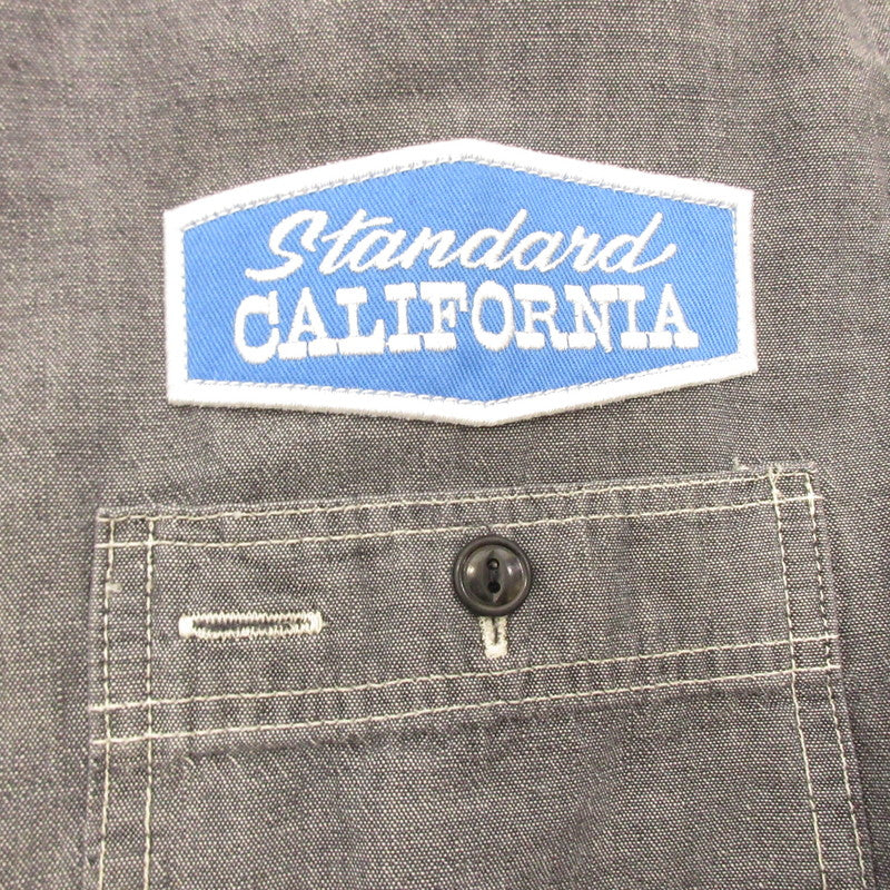 Used: STANDARD CALIFORNIA | SD Stadium Logo Patch Chambray Shirt Long-Sleeve Shirt SHOLD240 Gray Size: L