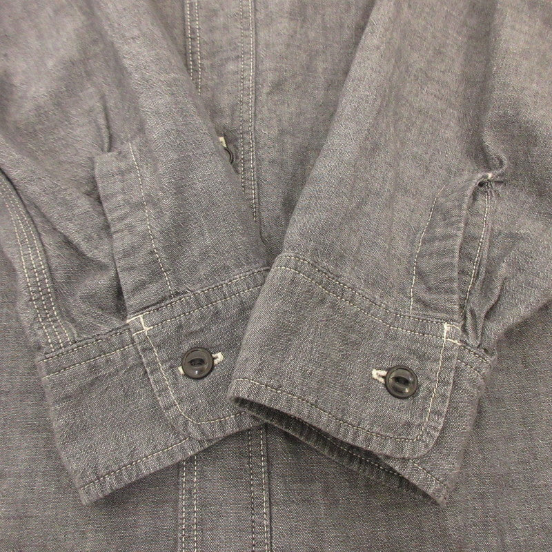 Used: STANDARD CALIFORNIA | SD Stadium Logo Patch Chambray Shirt Long-Sleeve Shirt SHOLD240 Gray Size: L