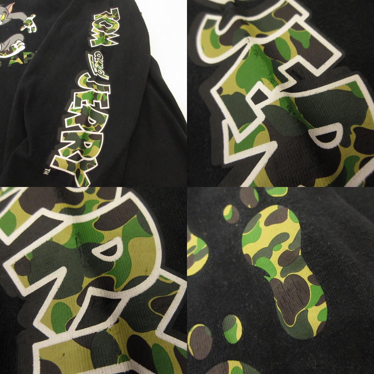 A BATHING APE | アベイシングエイプ FOOTPRINTS L/S TEE 長袖Ｔシャツ ×トムとジェリー ブラック サイズ：L