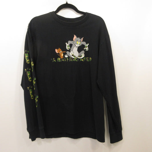 A BATHING APE | アベイシングエイプ FOOTPRINTS L/S TEE 長袖Ｔシャツ ×トムとジェリー ブラック サイズ：L