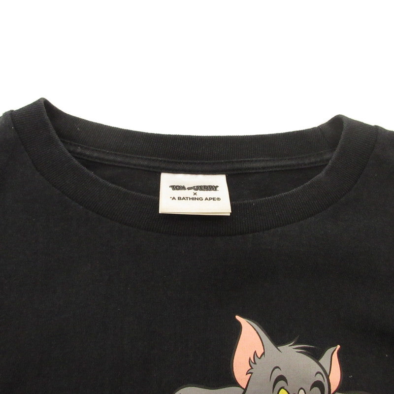A BATHING APE | アベイシングエイプ FOOTPRINTS L/S TEE 長袖Ｔシャツ ×トムとジェリー ブラック サイズ：L