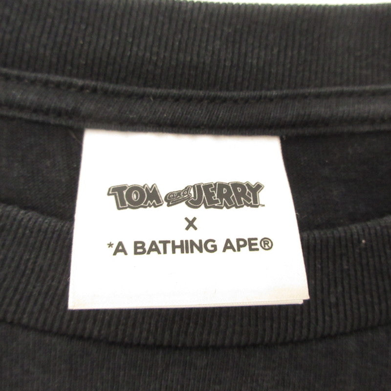 A BATHING APE | アベイシングエイプ FOOTPRINTS L/S TEE 長袖Ｔシャツ ×トムとジェリー ブラック サイズ：L