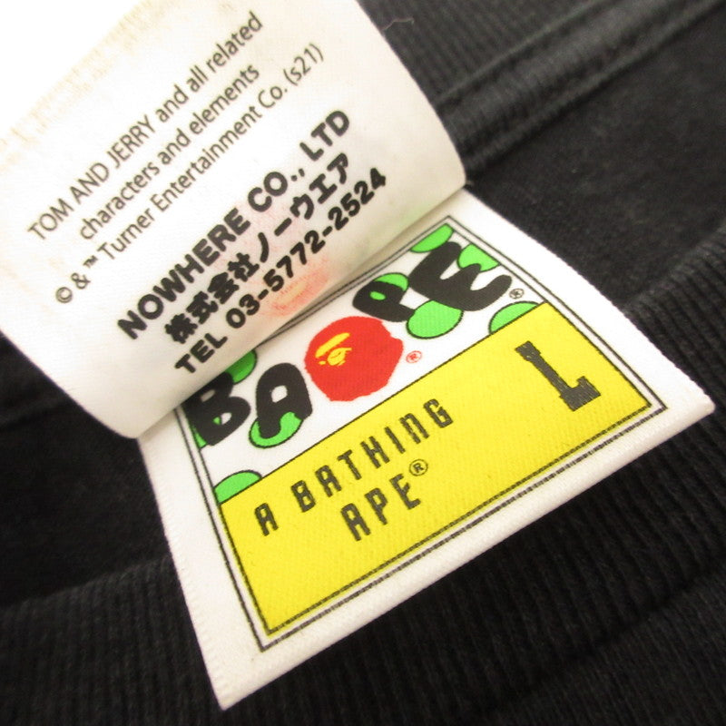 A BATHING APE | アベイシングエイプ FOOTPRINTS L/S TEE 長袖Ｔシャツ ×トムとジェリー ブラック サイズ：L