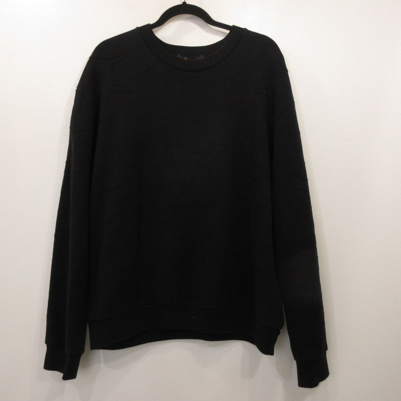 Used] LOUIS VUITTON | Louis Vuitton Embroidered Cotton Jersey Crewneck Sweatshirt 1AFXO6 Domestic genuine product Black Size: XXL