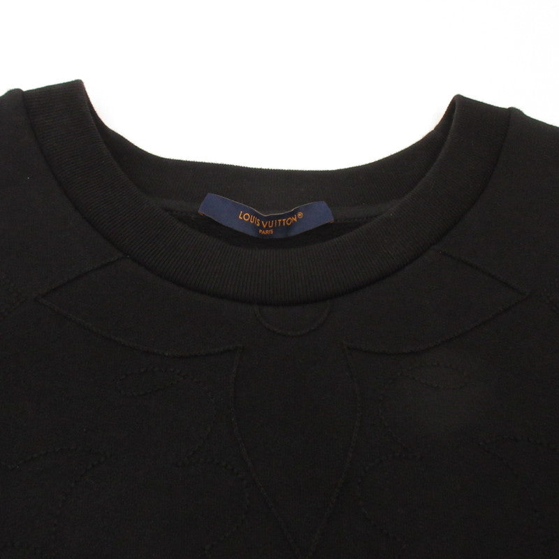 Used] LOUIS VUITTON | Louis Vuitton Embroidered Cotton Jersey Crewneck Sweatshirt 1AFXO6 Domestic genuine product Black Size: XXL