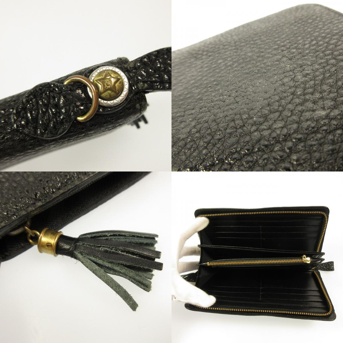 Used] KC's | KCs Wallet Round Zip Himeji Kurozan Leather Long Wallet Black