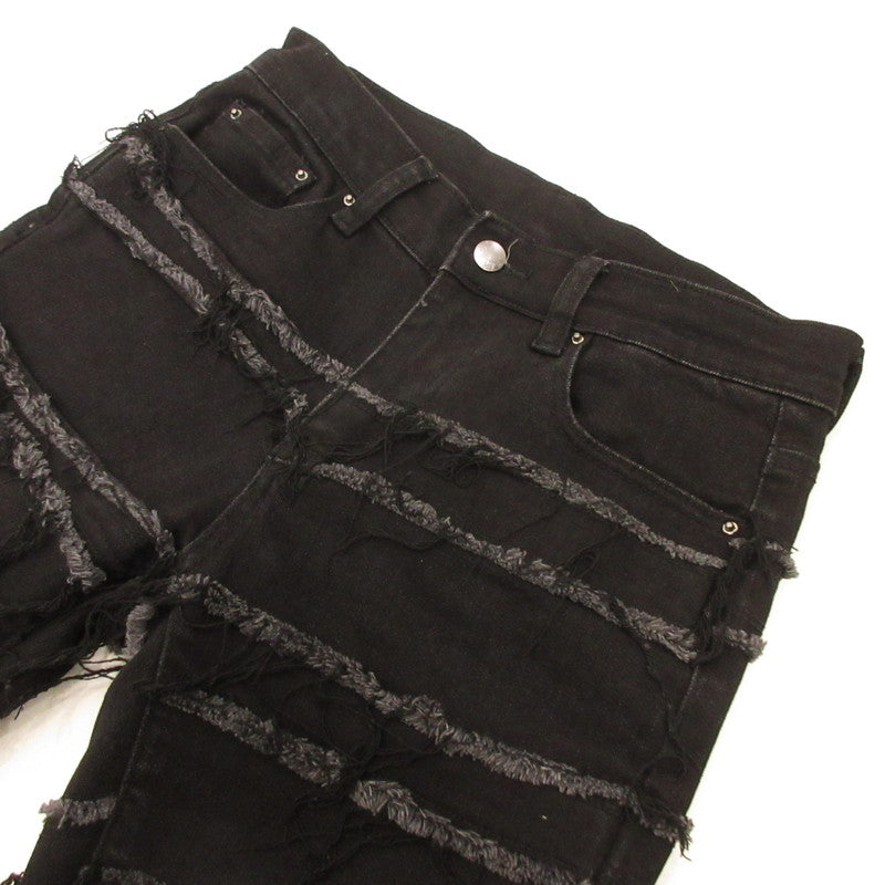 【Used】mnml | Mini Mal X597 PANELD SKINNY STACKED Denim Pants LO-MNML-288P Black Size: 28