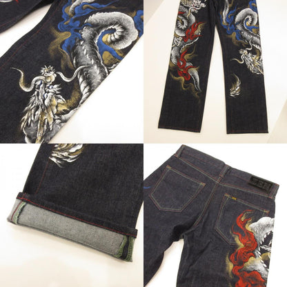 Used Dragon White Denim Pants Navy Size: 32