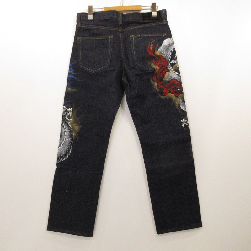 Used Dragon White Denim Pants Navy Size: 32