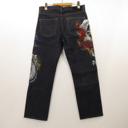 Used Dragon White Denim Pants Navy Size: 32