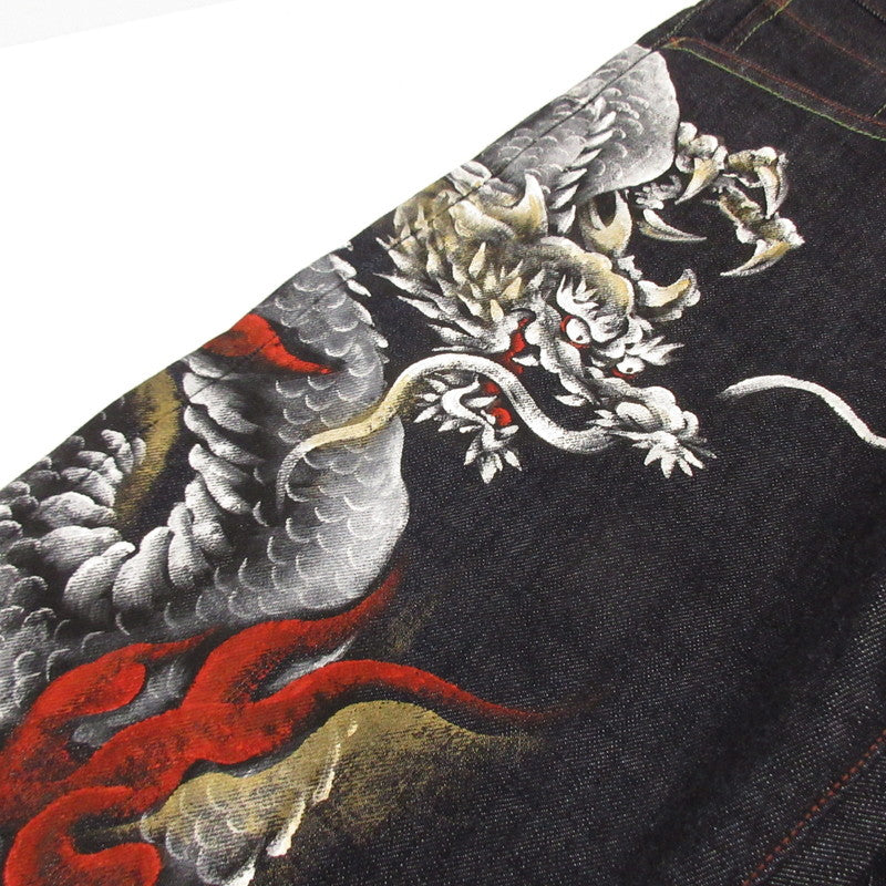 Used Dragon White Denim Pants Navy Size: 32