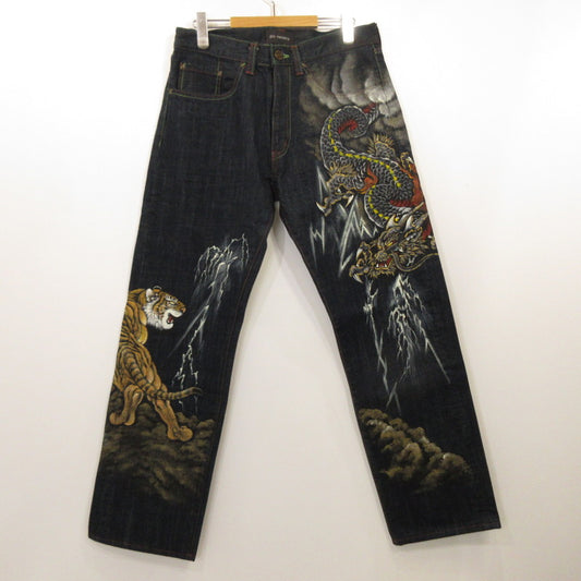 【中古】 龍 虎 デニムパンツ KD-001 ネイビー サイズ：32