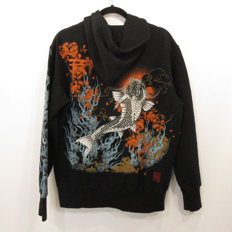 【Used】Karakuri Tamashii Climbing Carp Hoodie C223712 Black Size: L