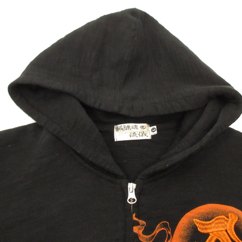 【Used】Karakuri Tamashii Climbing Carp Hoodie C223712 Black Size: L