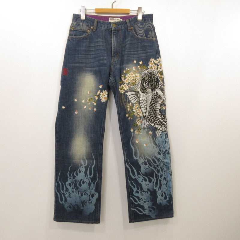 [Used] Karakuri Tamashii | Karakuridamasii Climbing Carp Denim Pants C223711 Blue Size: 32