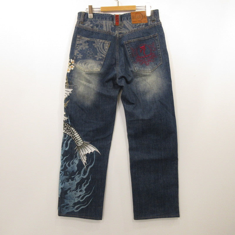 [Used] Karakuri Tamashii | Karakuridamasii Climbing Carp Denim Pants C223711 Blue Size: 32