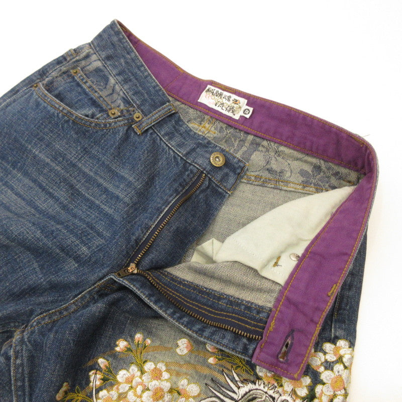 [Used] Karakuri Tamashii | Karakuridamasii Climbing Carp Denim Pants C223711 Blue Size: 32