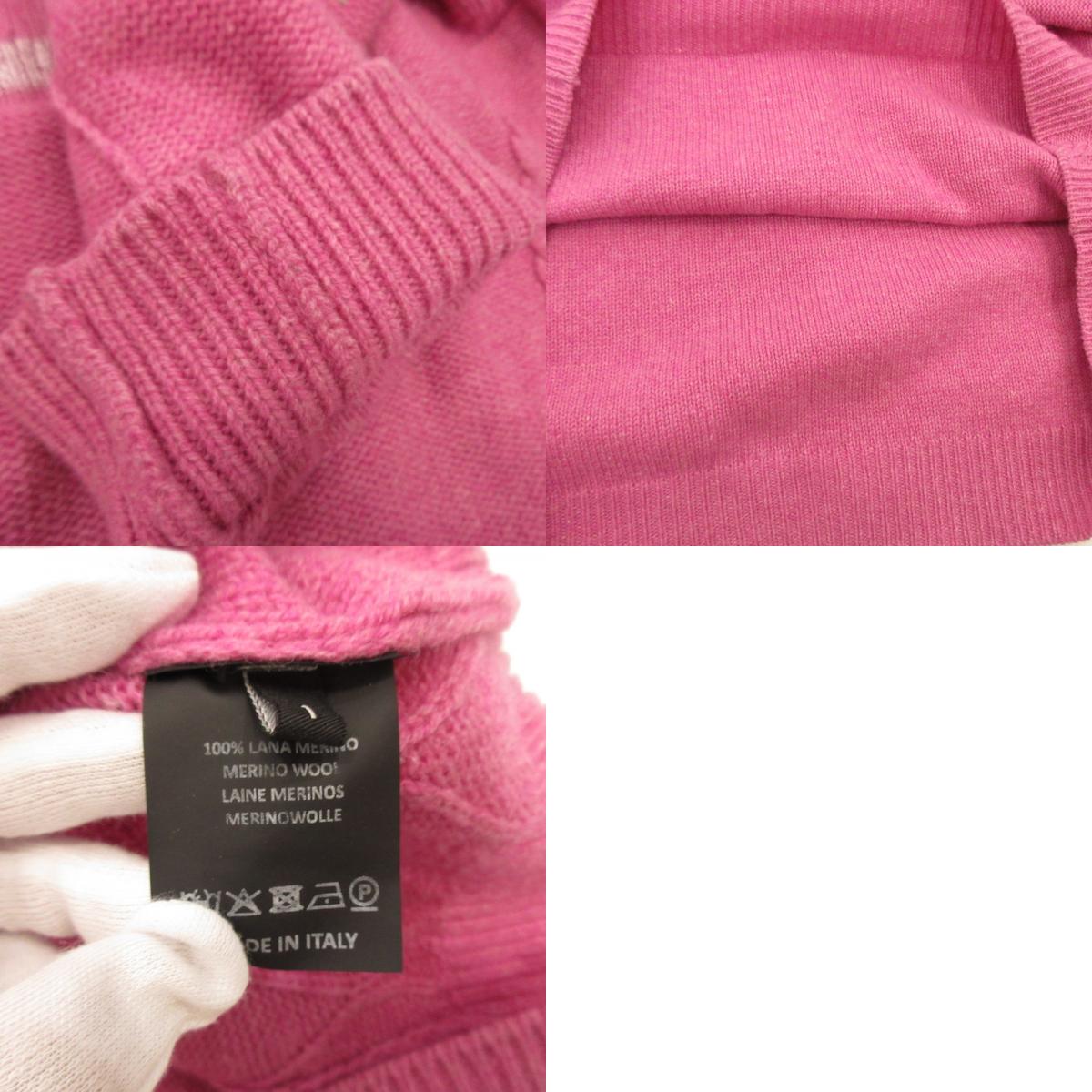 RAF SIMONS | Loose Fit Braid Relief Printed Sweater Pink Size: 1