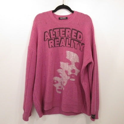 RAF SIMONS | Loose Fit Braid Relief Printed Sweater Pink Size: 1