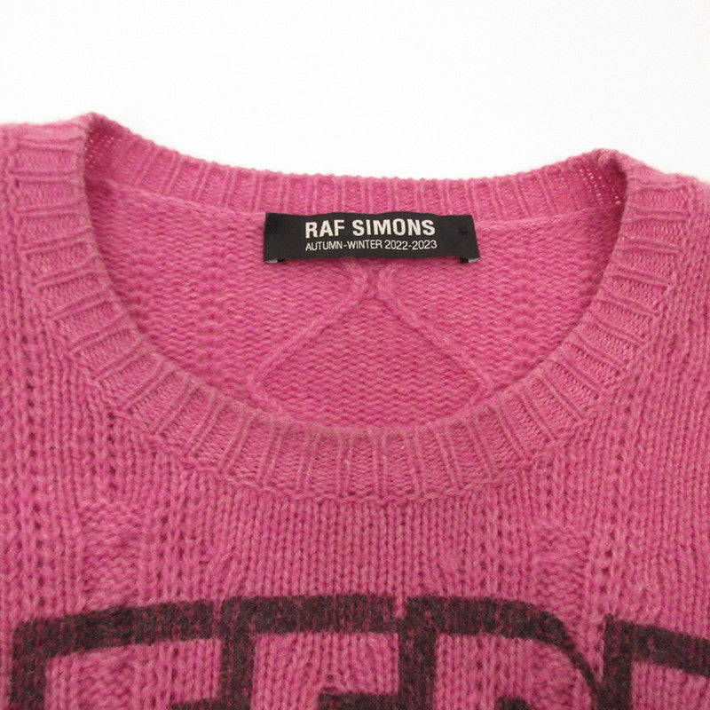 RAF SIMONS | Loose Fit Braid Relief Printed Sweater Pink Size: 1
