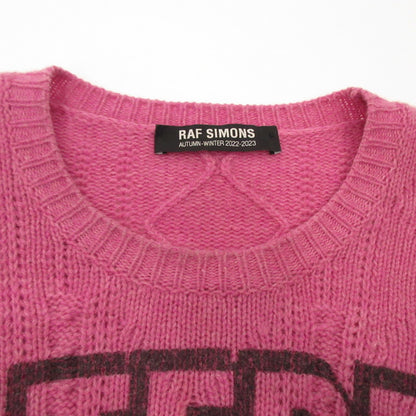 RAF SIMONS | Loose Fit Braid Relief Printed Sweater Pink Size: 1