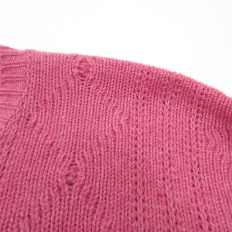 RAF SIMONS | Loose Fit Braid Relief Printed Sweater Pink Size: 1