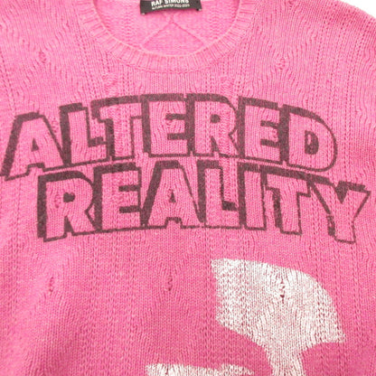 RAF SIMONS | Loose Fit Braid Relief Printed Sweater Pink Size: 1