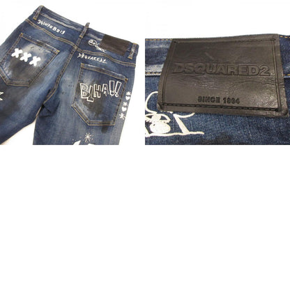 DSQUARED2 | DARK GRAFFITI WASH SKATER DENIM JEANS S74LB1099 Authentic Blue Size: 46